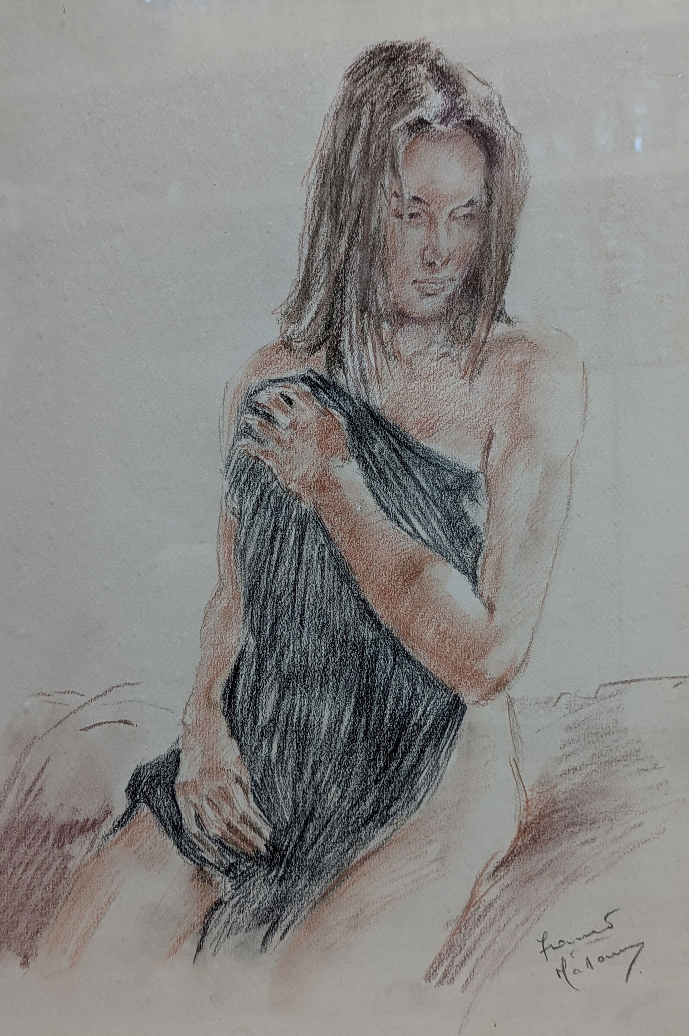Franco Matania (1922-2006), pastel, Seated model, signed, 46 x 32cm